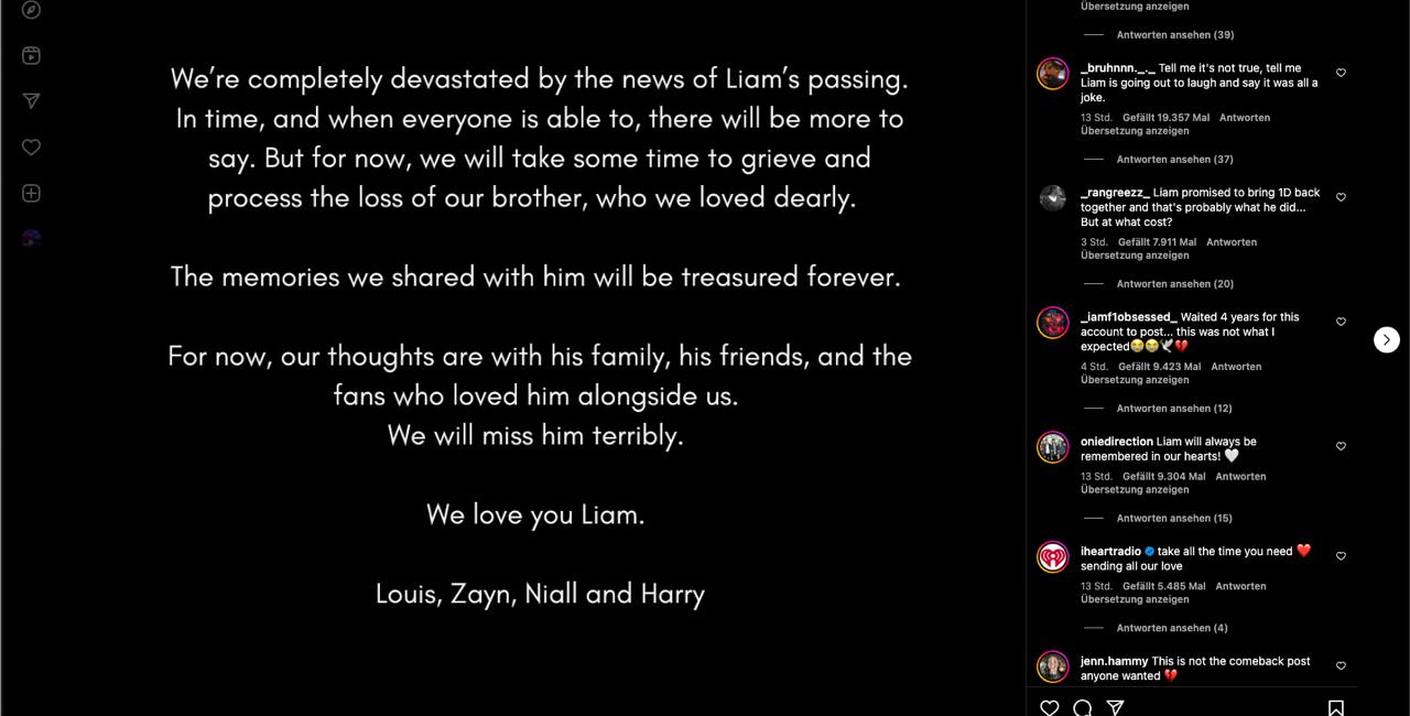 Liam Payne tot: Band gibt Statement ab